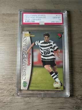 Cristiano Ronaldo Rookie Gem Mint 10 2003 Panini #137 Novelty Card. Portugal.